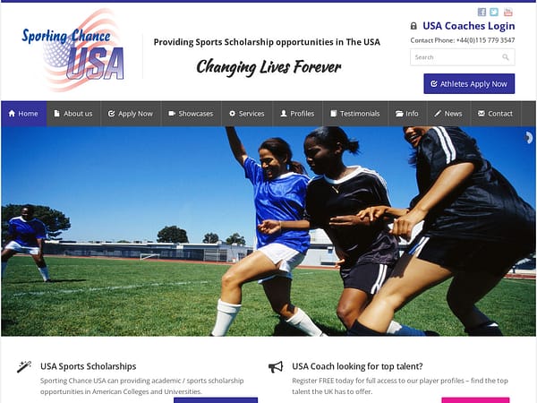 Sporting Chance USA Website Design